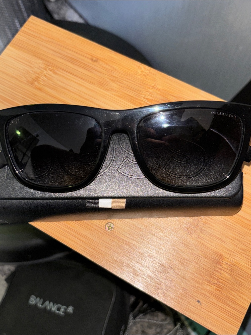 Boss Black Leather Sunglasses with case & Subtle Fabric Tab